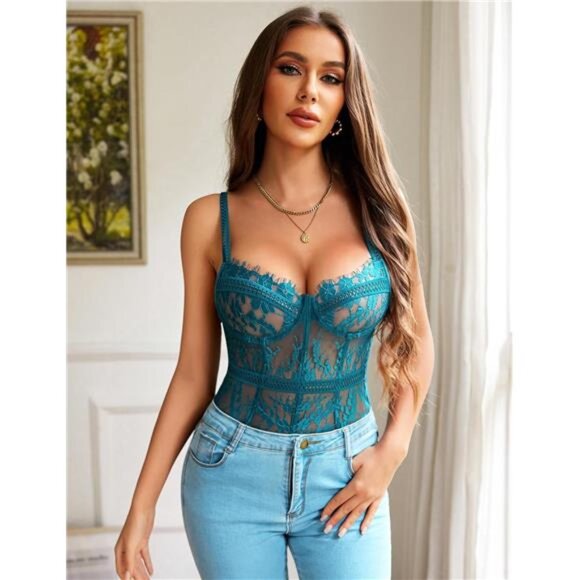 NEW Lingerie for Women Lace Corset and Panty Outfits Garter Lingerie Sets S-XXL - Picture 6 of 6